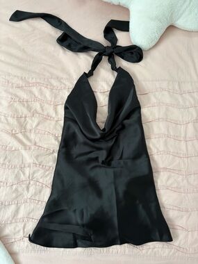 Zara Black Satin Halter top